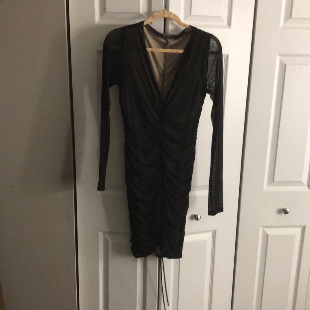 Fashionnova cocktail mini dress. Ruching on front and back. Drawstring at bottom